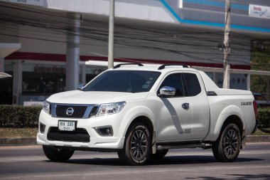 Chiangmai, Tayland - 4 Şubat 2019: Özel pikap Araba, Nissan Navara. Yol no.1001, Chiangmai iş alanı 8 km.