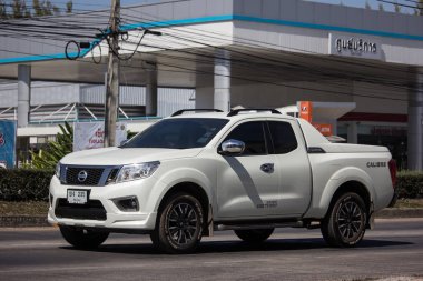 Chiangmai, Tayland - 4 Şubat 2019: Özel pikap Araba, Nissan Navara. Yol no.1001, Chiangmai iş alanı 8 km.