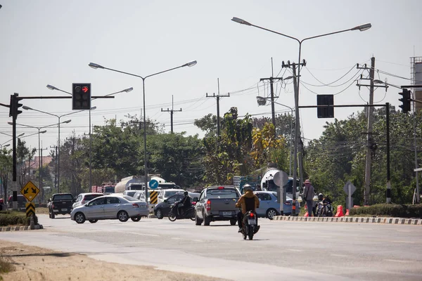 Chiangmai Tailandia Febrero 2019 Coche Tráfico Carretera Cerca Juction Foto — Foto de Stock