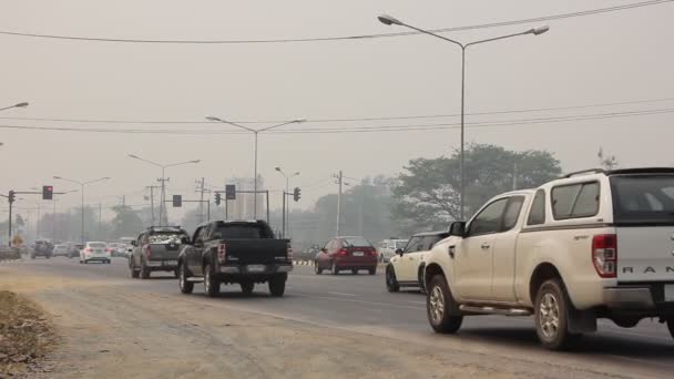 Chiangmai Tailandia Marzo 2019 Humo Contaminación Haze Carretera Chiangmai Road — Vídeo de stock