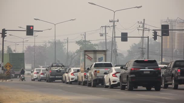 Chiangmai Tailandia Marzo 2019 Humo Contaminación Haze Carretera Chiangmai Road — Vídeo de stock