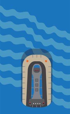 Hovercraft Üst Görünüm ve deniz arka plan Vektör