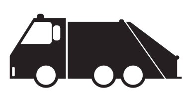 Siyah beyaz çöp kamyonu simgesi