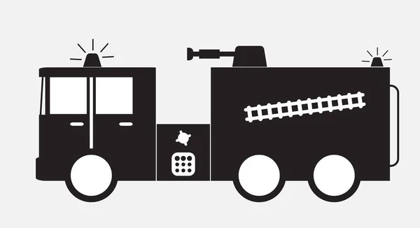 Ícone de caminhão de bombeiros preto e branco —  Vetores de Stock