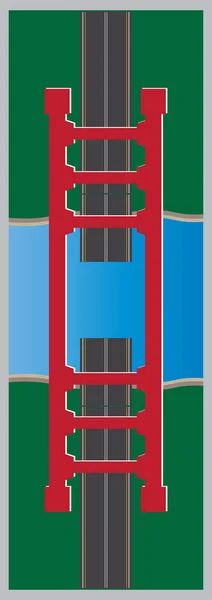 Vista superior del puente móvil o móvil o puente abierto — Vector de stock