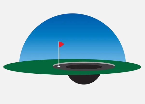 緑のフィールドベクトル上のゴルフホール — ストックベクタ
