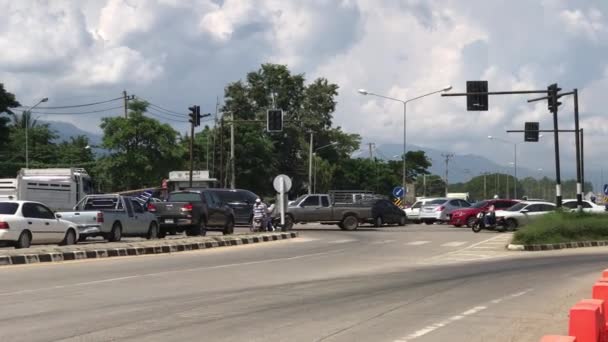 Chiangmai Thailand Oktober 2019 Auto Auf Kreuzung Hat Ampelproblem Straße — Stockvideo