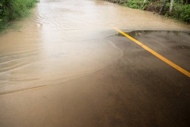 Muson depresyonundan asfalt yolu taşmış.