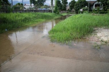Muson depresyonundan asfalt yolu taşmış.