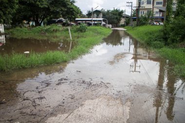 Muson depresyonundan asfalt yolu taşmış.