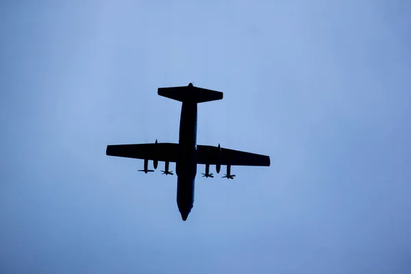 Big Military Transport Cargo Aircraft over sky