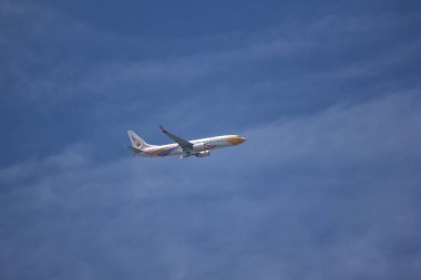 Chiangmai, Tayland - 11 Ağustos 2020 NokAir 'den HS-DBX Boeing 737-800. Chiangmai havaalanından Bangkok 'a hareket et..