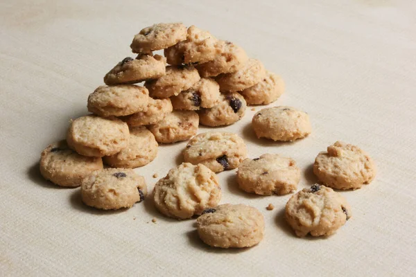 Mini Biscotti Cioccolato Sfondo Legno — Foto Stock