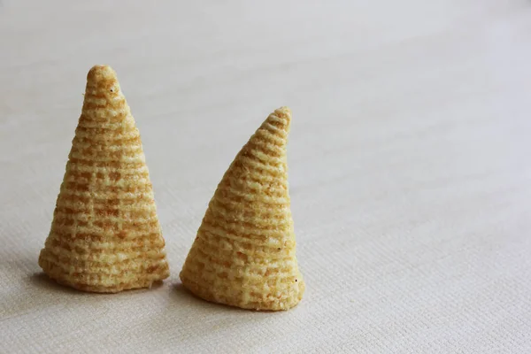 Cone Corns Snack Yellow Puffed — Stock Photo, Image