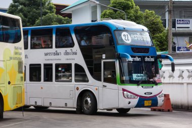 Chiangmai, Tayland - 10 Ekim 2020 Nakhonchai Tur Şirketi. Rota Nakhon ratchasima ve Chiangmai. Fotoğraf: Chiangmai otobüs durağı, Tayland.