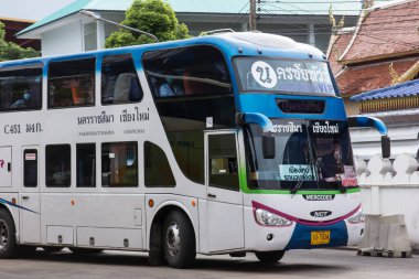 Chiangmai, Tayland - 10 Ekim 2020 Nakhonchai Tur Şirketi. Rota Nakhon ratchasima ve Chiangmai. Fotoğraf: Chiangmai otobüs durağı, Tayland.