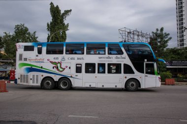 Chiangmai, Tayland - 10 Ekim 2020 Nakhonchai Tur Şirketi. Rota Nakhon ratchasima ve Chiangmai. Fotoğraf: Chiangmai otobüs durağı, Tayland.