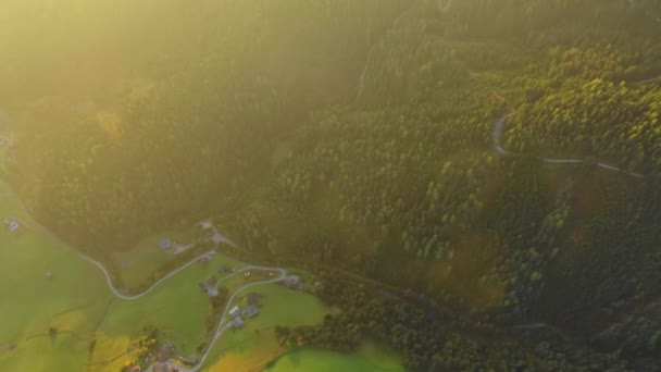 Sunrise Province Bolzano Dolomites Birds Eye View Mountains Valleys Autumn — Stock Video