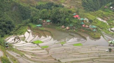 Filipin Adaları. Batad dağın Köyü ve pirinç terasları.