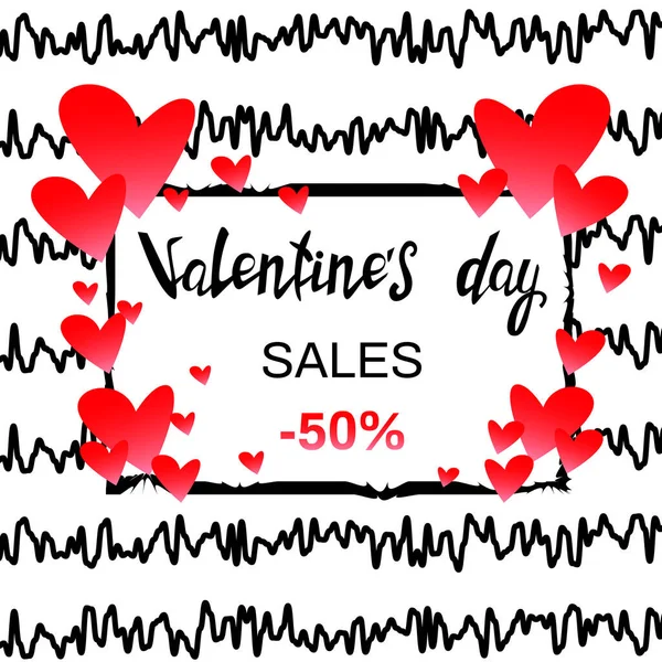 Sevgililer Günü Tipografi Posterinde Yazısı Metin Kalp Satış Pürüzsüz Pürüzsüz — Stok Vektör
