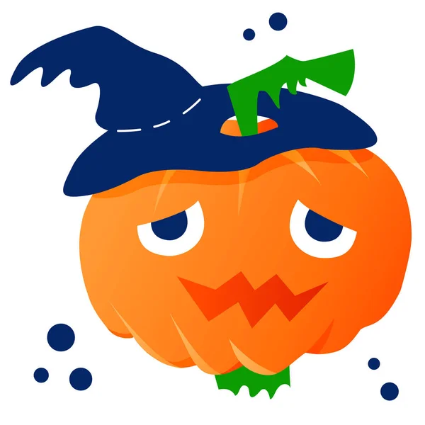 Векторная Иллюстрация Запутанной Тыквы Шляпе Осенние Каникулы Хэллоуином Веселая Икона — стоковый вектор