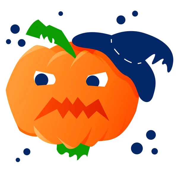 Illustration Vectorielle Stock Citrouille Halloween Maléfique Dans Chapeau Vacances Automne — Image vectorielle