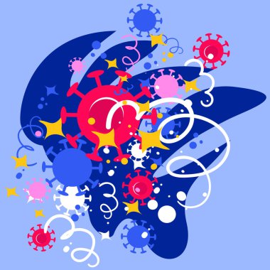 Elle çizilen koronavirüs ikinci dalga konseptinin stok vektör çizimi. Coronavirus sembollü Doodle tarzı arka plan. Dokunulmazlığı ve işi covid-19 virüsünden koru. Dikkatli ve güçlü ol..