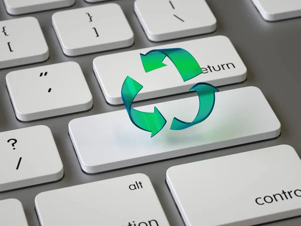 Recycling Zeichen Auf Der Tastatur Rendering Konzeptionelles Bild — Stockfoto