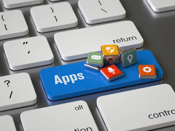 Touche Apps Sur Clavier Rendu Image Conceptuelle — Photo