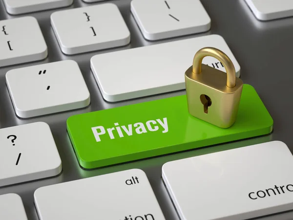 Chave Privacidade Teclado Renderização Imagem Conceitual — Fotografia de Stock