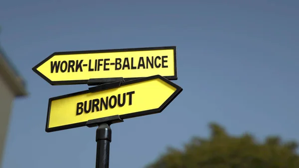 Road Sign Work Life Balance Burnout Words Image — Stock Photo, Image