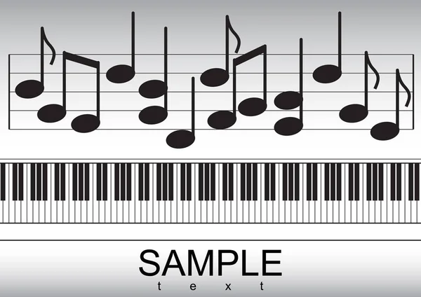 Клавиатура Фортепиано Ноты Фона Векторная Иллюстрация — стоковый вектор