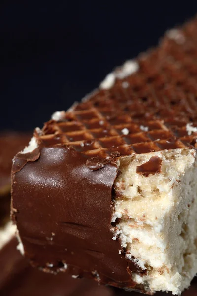 Buzlu waffle pasta portre dilim. Sığ derinlik-in tarla