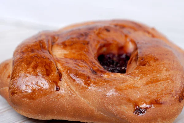 Marmelade Gefüllte Brötchen Gerade Gebacken Geringe Schärfentiefe — Stockfoto