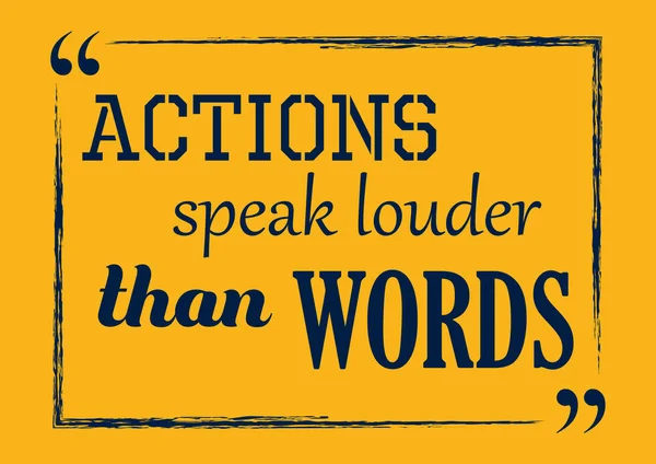 Inspirujące Cytat Motywacji Działania Mówią Głośniej Niż Słowa Projektowanie Plakatów — Wektor stockowy