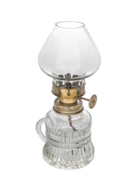 Beyaz arka plan üzerinde izole eski yağ lambası gece ışık