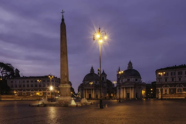 Piękny Plac Piazza Del Popolo Plac Ludu Roma — Zdjęcie stockowe