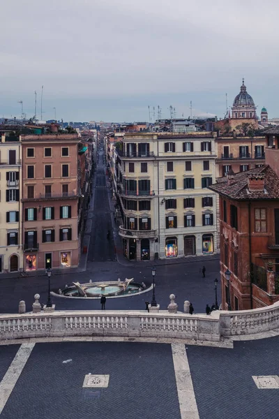 Вид Дворцы Перед Фонтана Делла Баркачча Площади Пьяцца Spagna Рим — стоковое фото