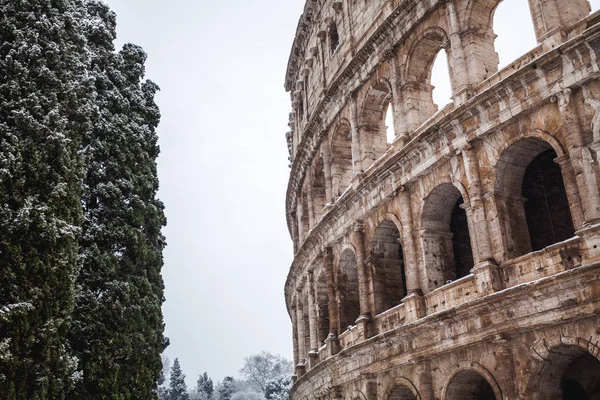 Прекрасний День Снігу Римі Італія Лютого 2018 Прекрасний Вид Колізей — стокове фото