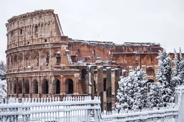 Une Belle Journée Neige Rome Italie Février 2018 Une Belle — Photo