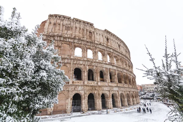 Une Belle Journée Neige Rome Italie Février 2018 Une Belle — Photo