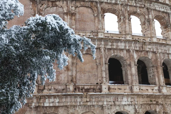 Une Belle Journée Neige Rome Italie Février 2018 Une Belle — Photo