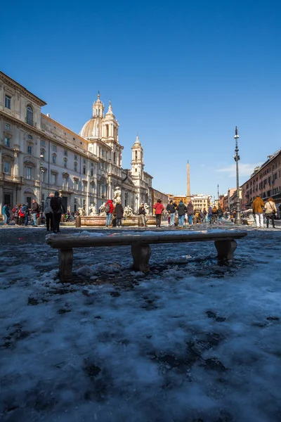 Hermoso Día Nieve Roma Italia Febrero 2018 Una Hermosa Vista — Foto de Stock