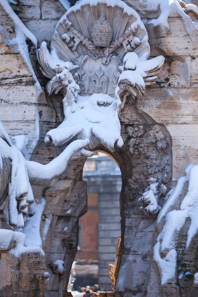 Çok Güzel Bir Gün Kar Roma Talya Şubat 2018 Navona — Stok fotoğraf