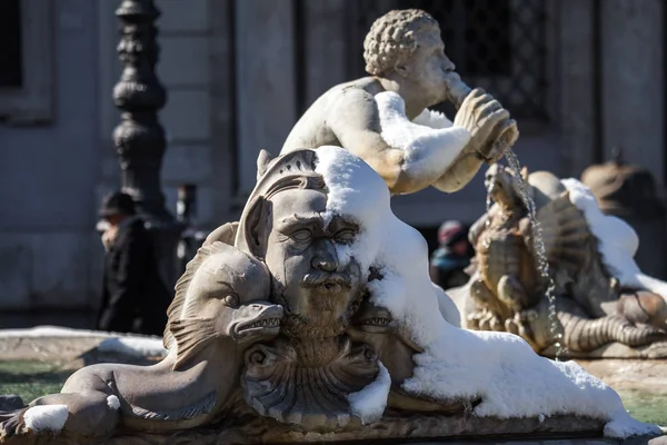 Çok Güzel Bir Gün Kar Roma Talya Şubat 2018 Navona — Stok fotoğraf