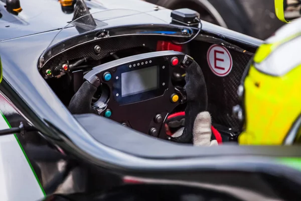 Driver Holds Steering Wheel His Supercar — Stock Photo, Image