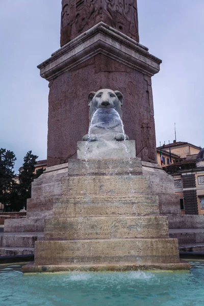 Bir Görünüm Bir Piazza Del Popolo Halk Meydanı Aslan Çeşmesi — Stok fotoğraf