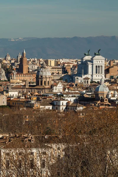 Vista Ciudad Capital Desde Una Las Siete Colinas Roma Janiculum — Foto de Stock