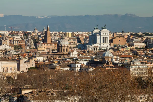 Vista Ciudad Capital Desde Una Las Siete Colinas Roma Janiculum — Foto de Stock