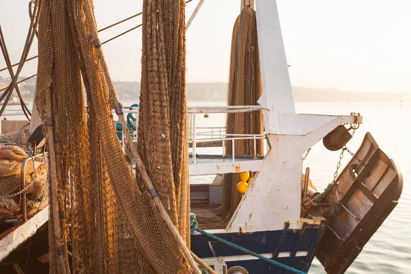 Blick Auf Ein Fischernetz Inneren Des Bootes Meer Schöne Ruhige — Stockfoto